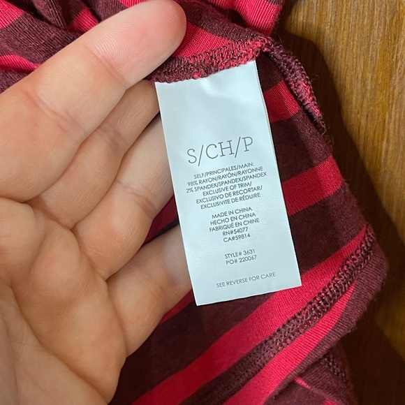 CAbi Sweet Talk Garnet and Red Striped Peplum Top Size Small - Picture 6 of 7